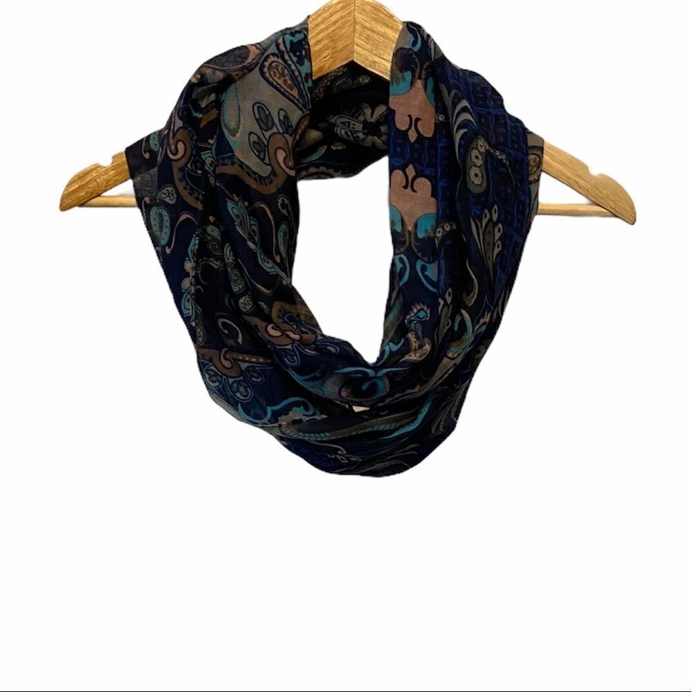 Blue Paisley Print Lightweight Infinity Scarf